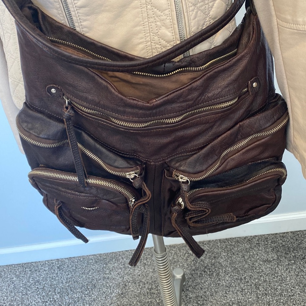Tano Dark Brown Leather Crossbody Bag
